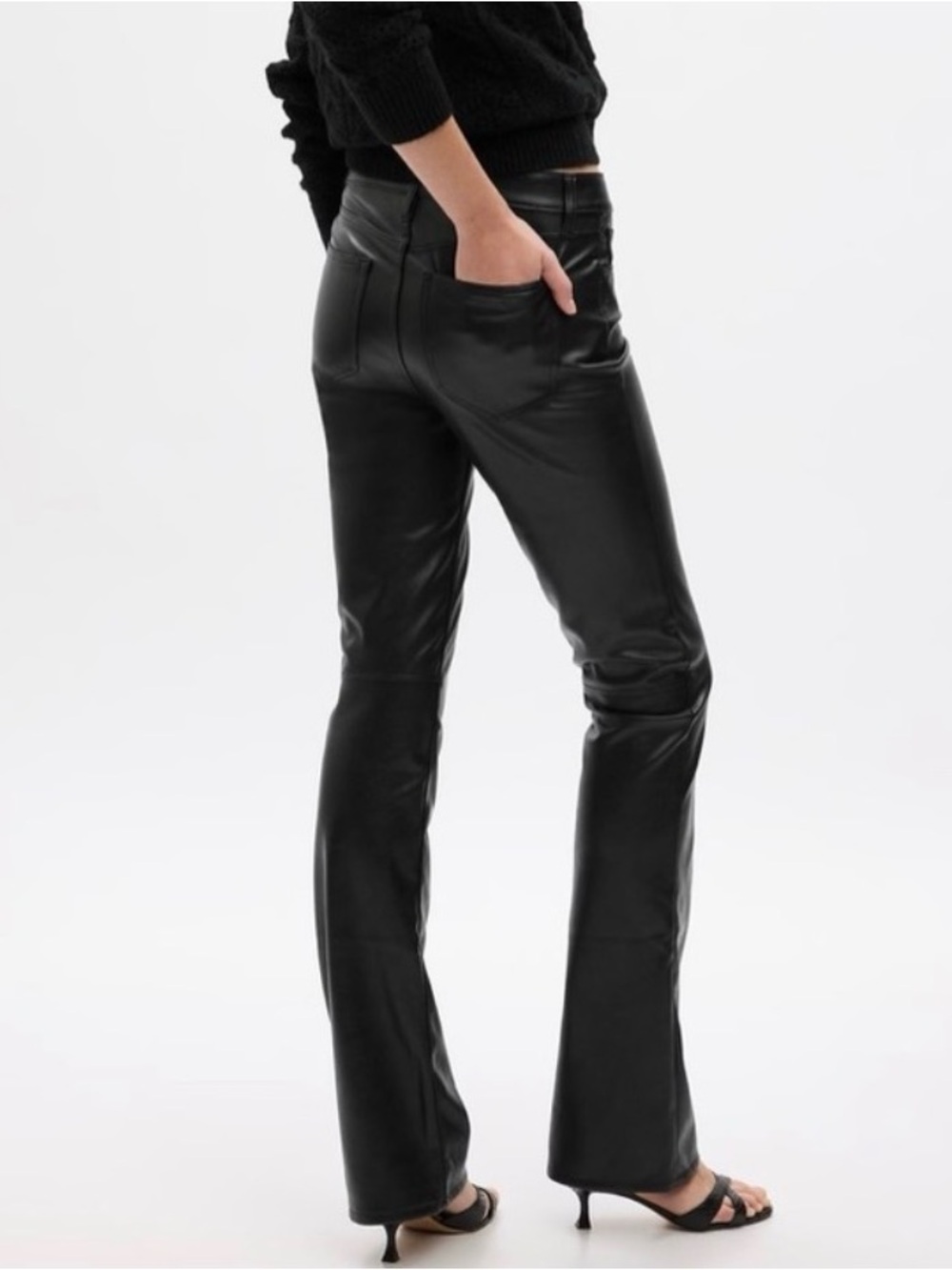 GAP Womens Baby Boot Vegan Black Leather Pants Sz 29/8R